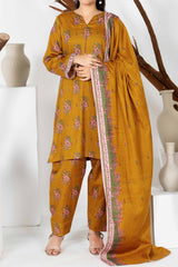 Unstitched 3Pc - Printed Khaddar Suit - 263023