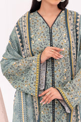 NUSL3348 Printed Cambric Suit - Unstitched 3Pc