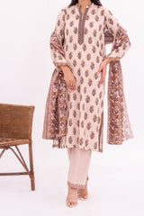 NUSL3354 Printed Cambric Suit - Unstitched 3Pc
