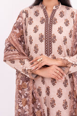 NUSL3354 Printed Cambric Suit - Unstitched 3Pc