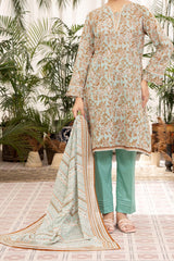 NUSL3307 Printed Lawn Suit - Unstitched 3Pc