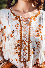 SUMMERINA - Peach Printed Unstitched Suit 3 Pc - 3189