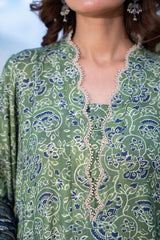 SAGE - Peach Printed Unstitched Suit 3 Pc - 3185