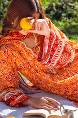 CLEMENTINE - Peach Printed Unstitched Suit 3 Pc - 3184