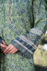 SAGE - Peach Printed Unstitched Suit 3 Pc - 3185