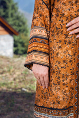 BRONZE - Peach Printed Unstitched Suit 3 Pc - 3187