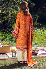 CLEMENTINE - Peach Printed Unstitched Suit 3 Pc - 3184