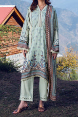 BERYL - Peach Printed Unstitched Suit 3 Pc - 3183