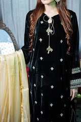 NV-205 Black Festive Unstitched Suit - 2Pc