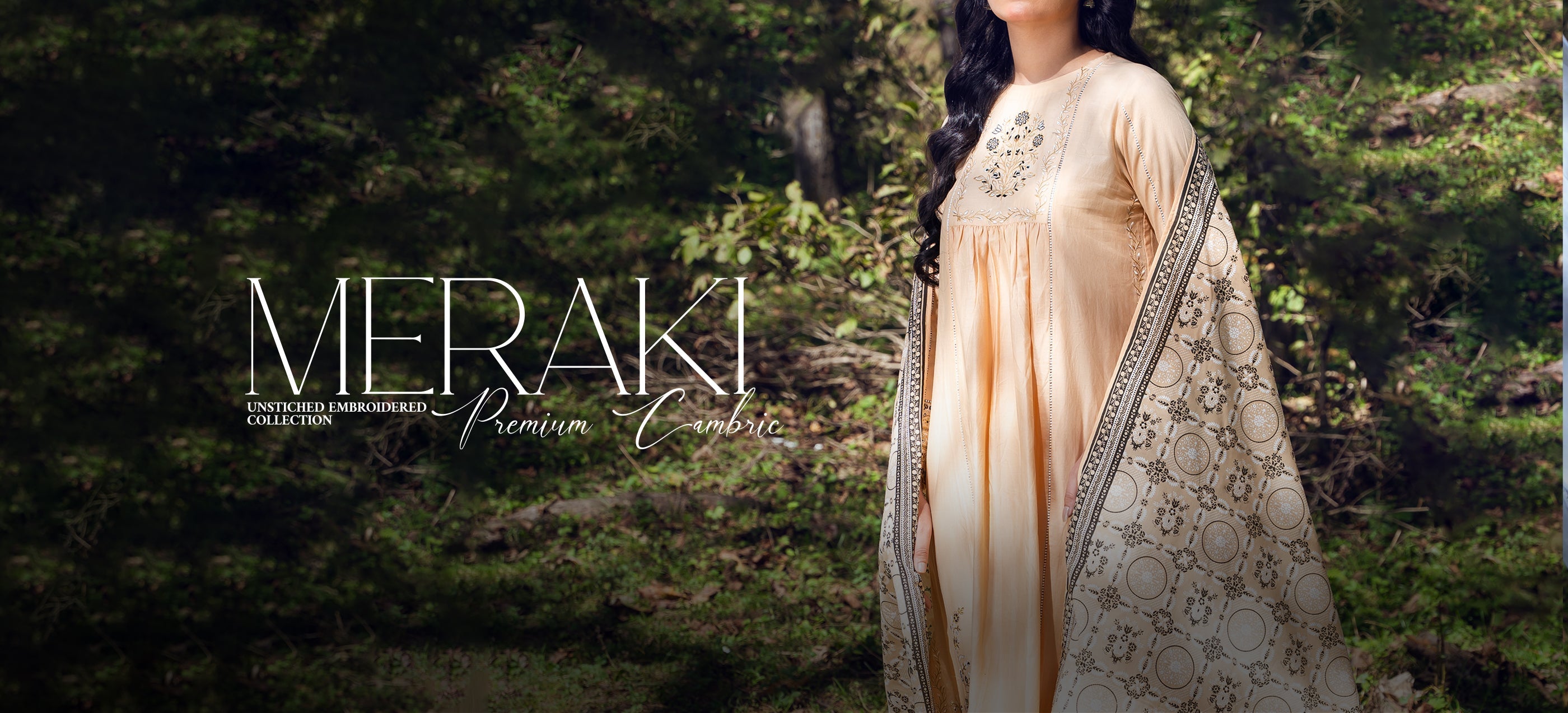 Meraki | Unstitched Embroidered Cambric 3-Piece