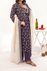 Unstitched 3Pc Printed Lawn Suit - NUSLW3126