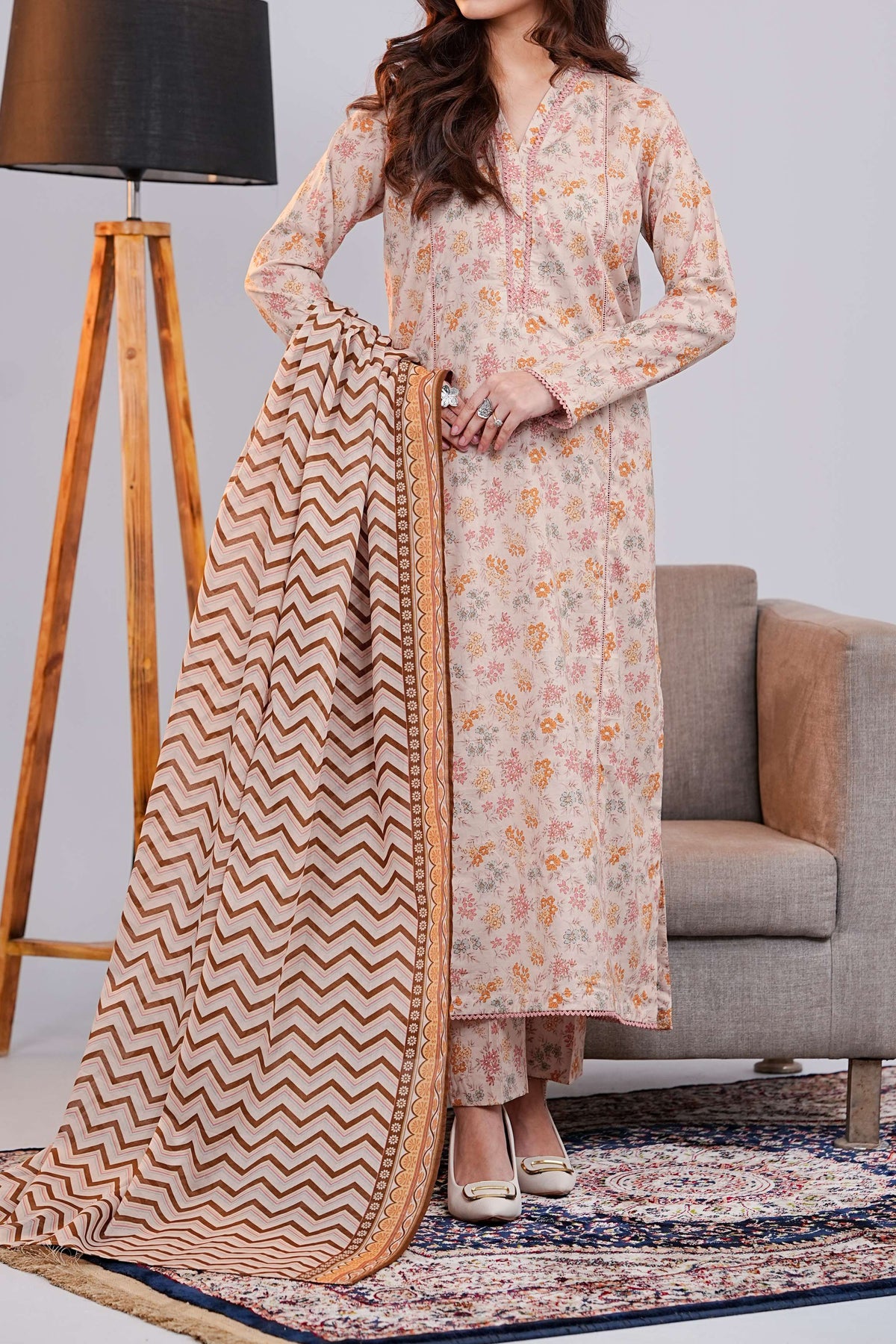 NUSLW3038 Printed Lawn Suit - Unstitched 3Pc