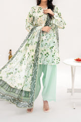 Unstitched 3Pc Printed Lawn Suit - NUSLW3115