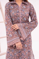 Lilac Printed Lawn Suit 3Pc with Printed Dupatta and Dyed Cambric Trouser