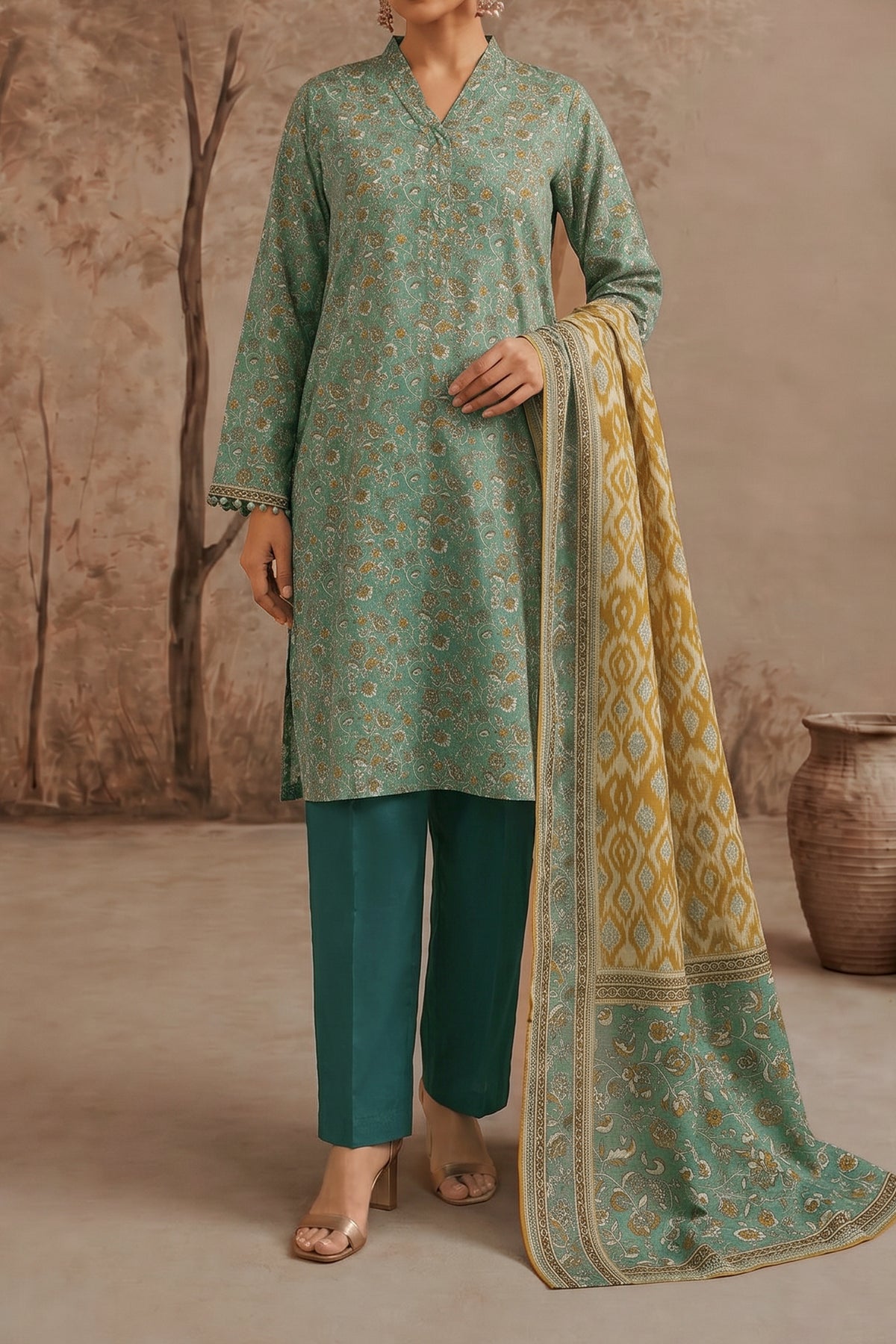 NUSLW3104 Printed Lawn Suit - Unstitched 3Pc