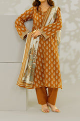 Unstitched 3Pc - Printed Khaddar Suit - 263001
