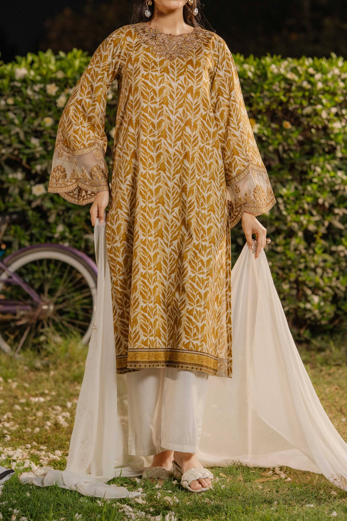 NPSA3074 Printed Embroidered Suit - Stitched 3Pc