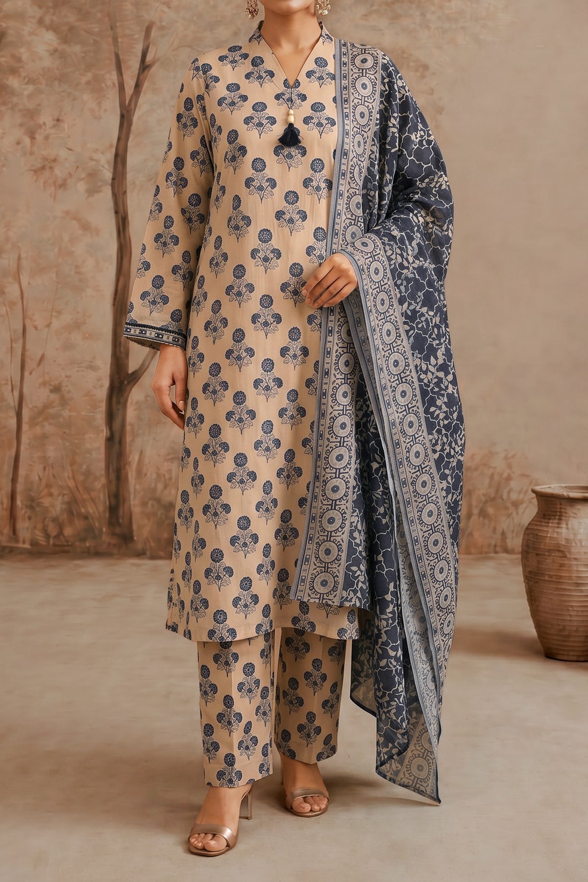 NUSLW3082 Printed Lawn Suit - Unstitched 3Pc