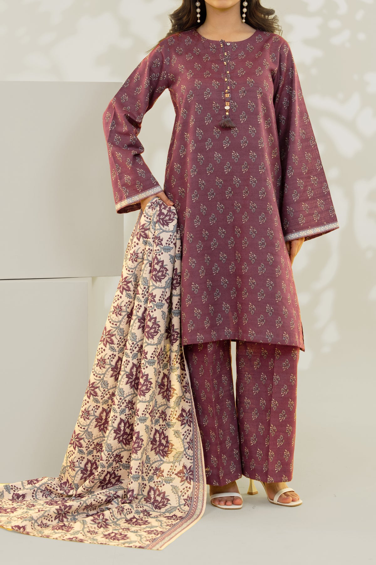 Stitched 3Pc - Printed Khaddar - NPWKDP3011