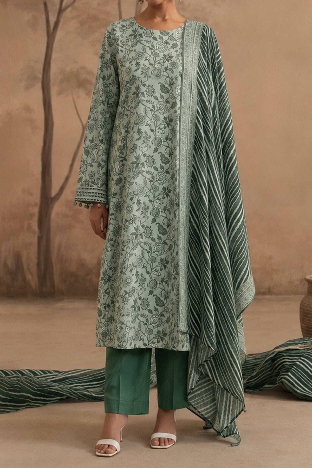 NUSLW3099 Printed Lawn Suit - Unstitched 3Pc