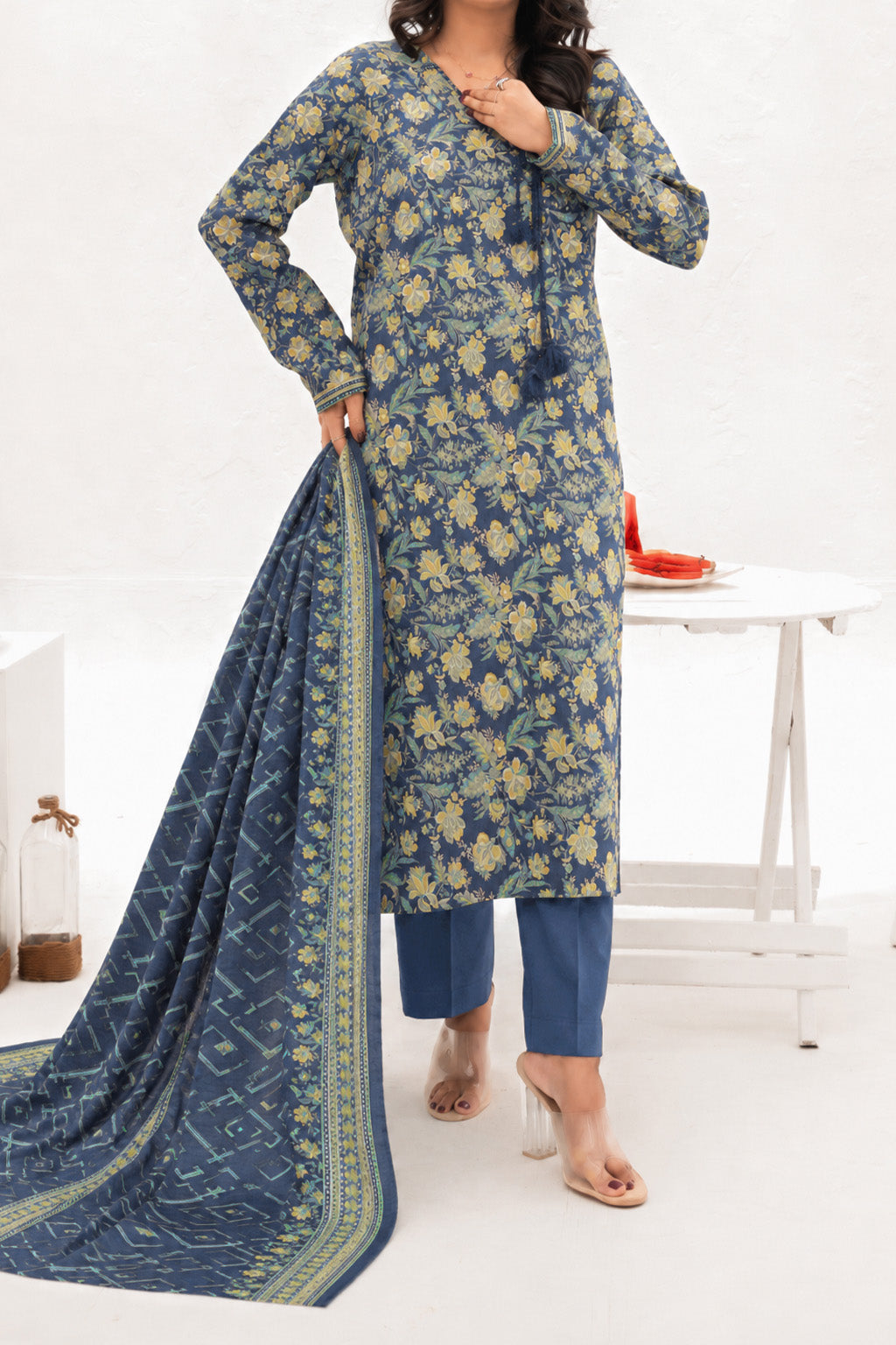 NUSLW3142 Printed Lawn Suit - Unstitched 3Pc