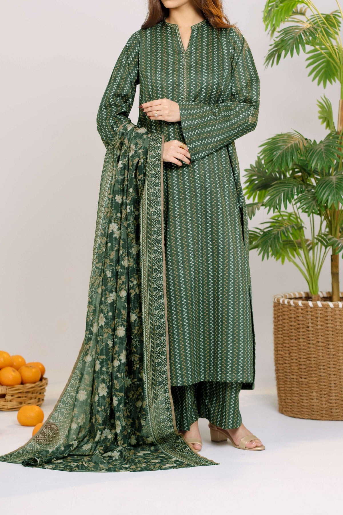 NUSLW3048 Printed Lawn Suit - Unstitched 3Pc