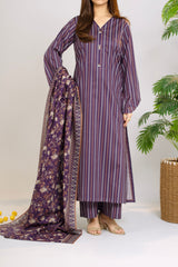 NUSLW3021 Printed Lawn Suit - Unstitched 3Pc