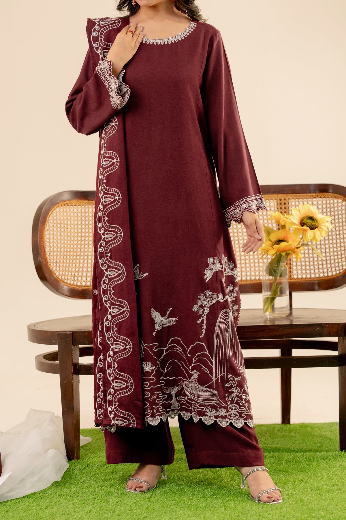 Stitched 3Pc - Peach Embroidered - NPWPDE3027
