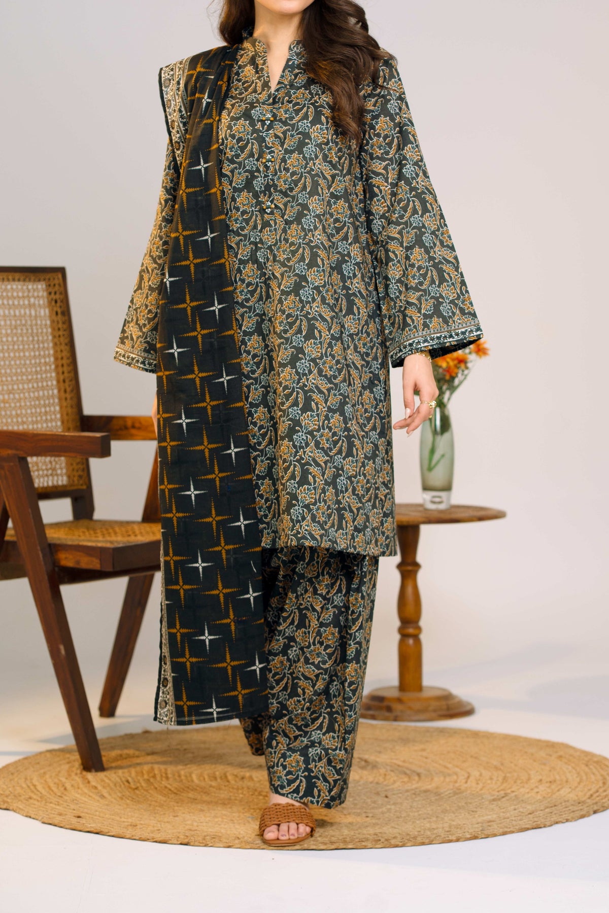 NUSLW3031 Printed Lawn Suit - Unstitched 3Pc
