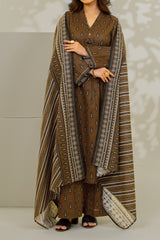 Unstitched 3Pc - Printed Khaddar Suit - 263004