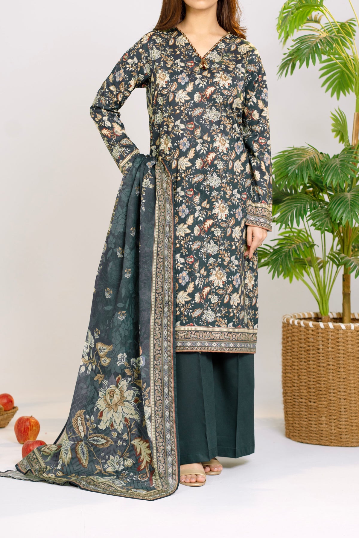 NUSLW3023 Printed Lawn Suit - Unstitched 3Pc