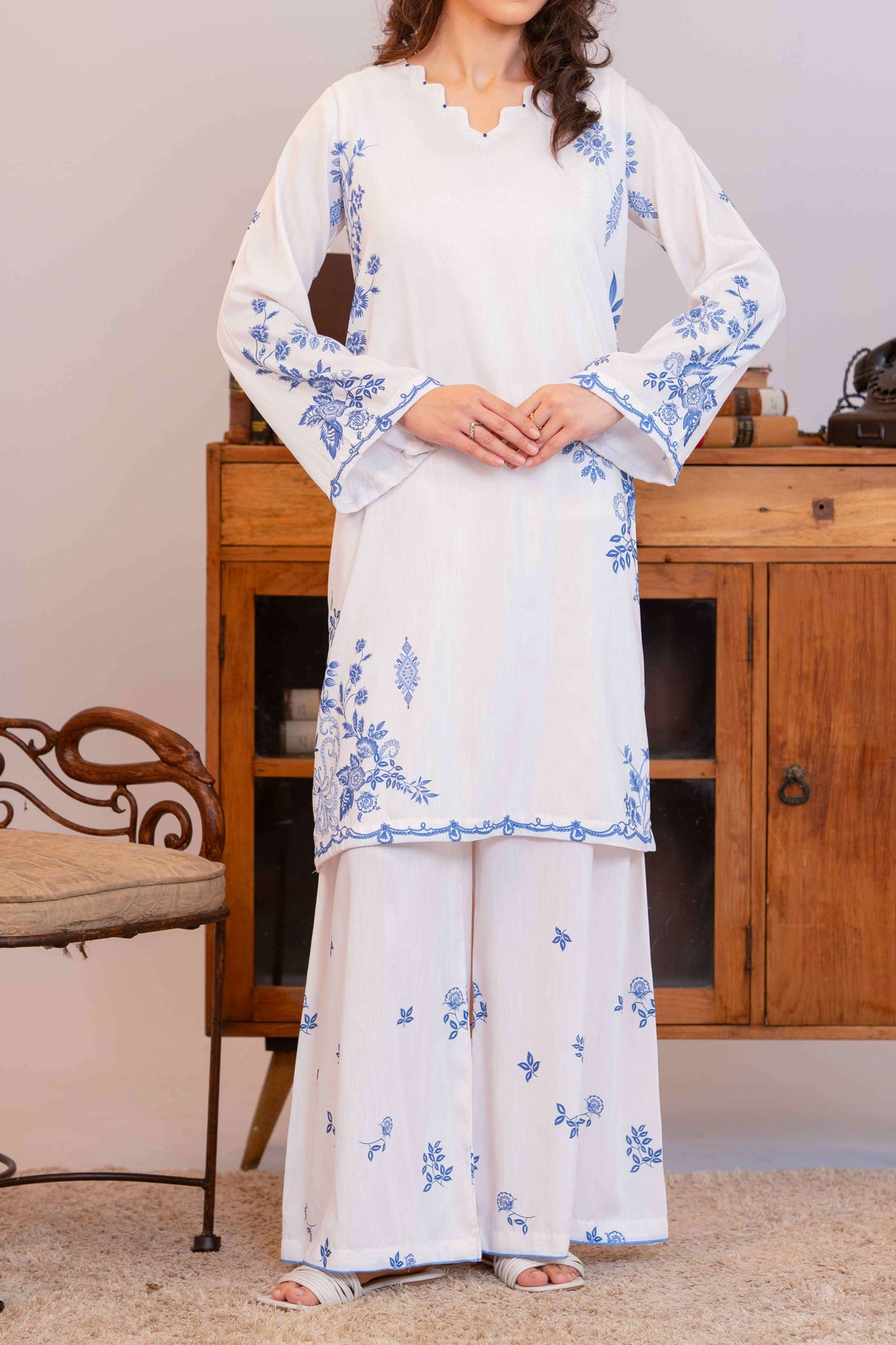 Npslr2104 Printed Raw Silk Lawn - Stitched 2Pc