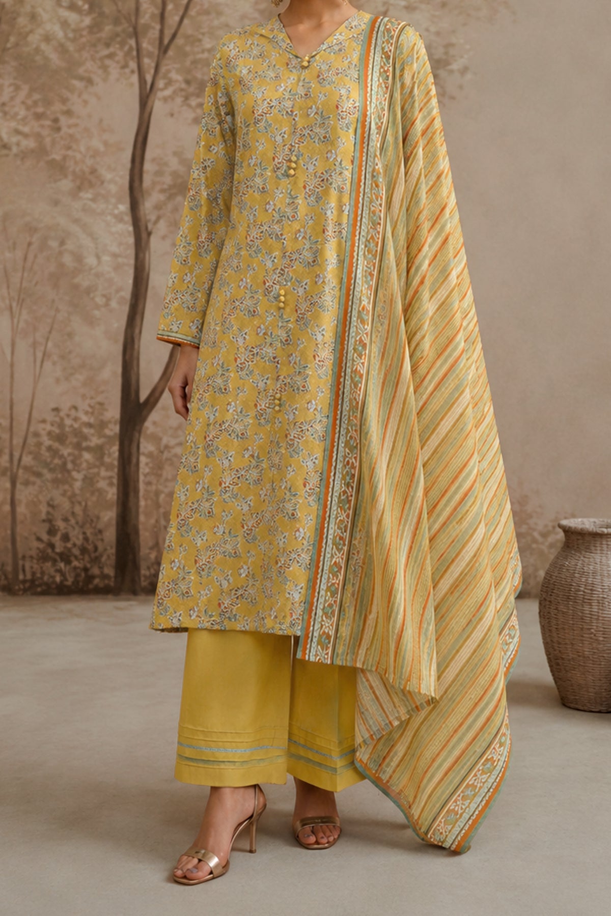 NUSLW3101 Printed Lawn Suit - Unstitched 3Pc