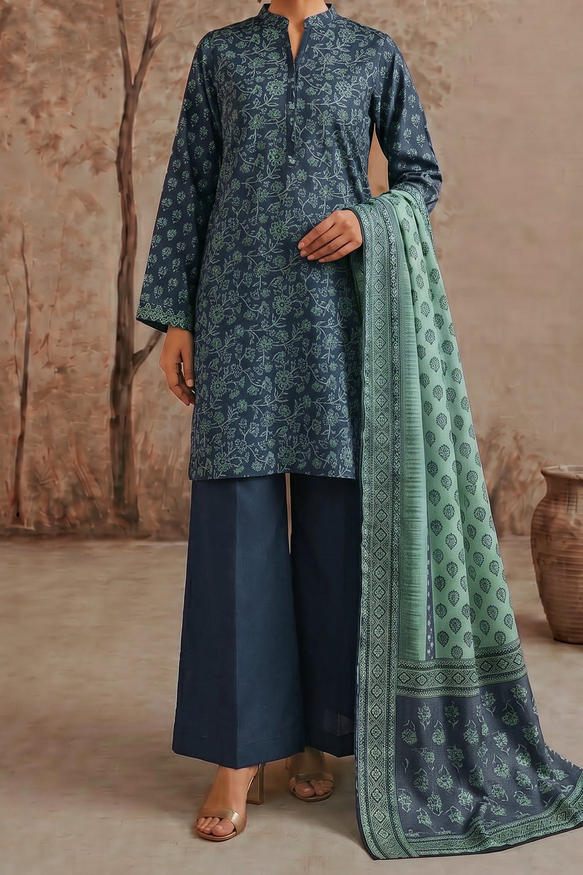 NUSLW3080 Printed Lawn Suit - Unstitched 3Pc