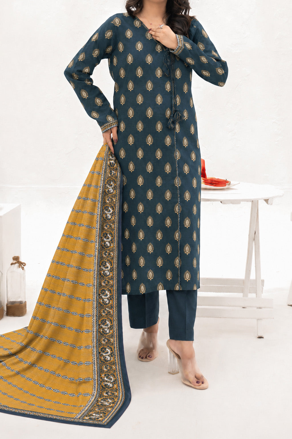 NUSLW3140 Printed Lawn Suit - Unstitched 3Pc