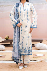 NUSLD3091 Dobby Embroidered Lawn Suit - Unstitched 3Pc