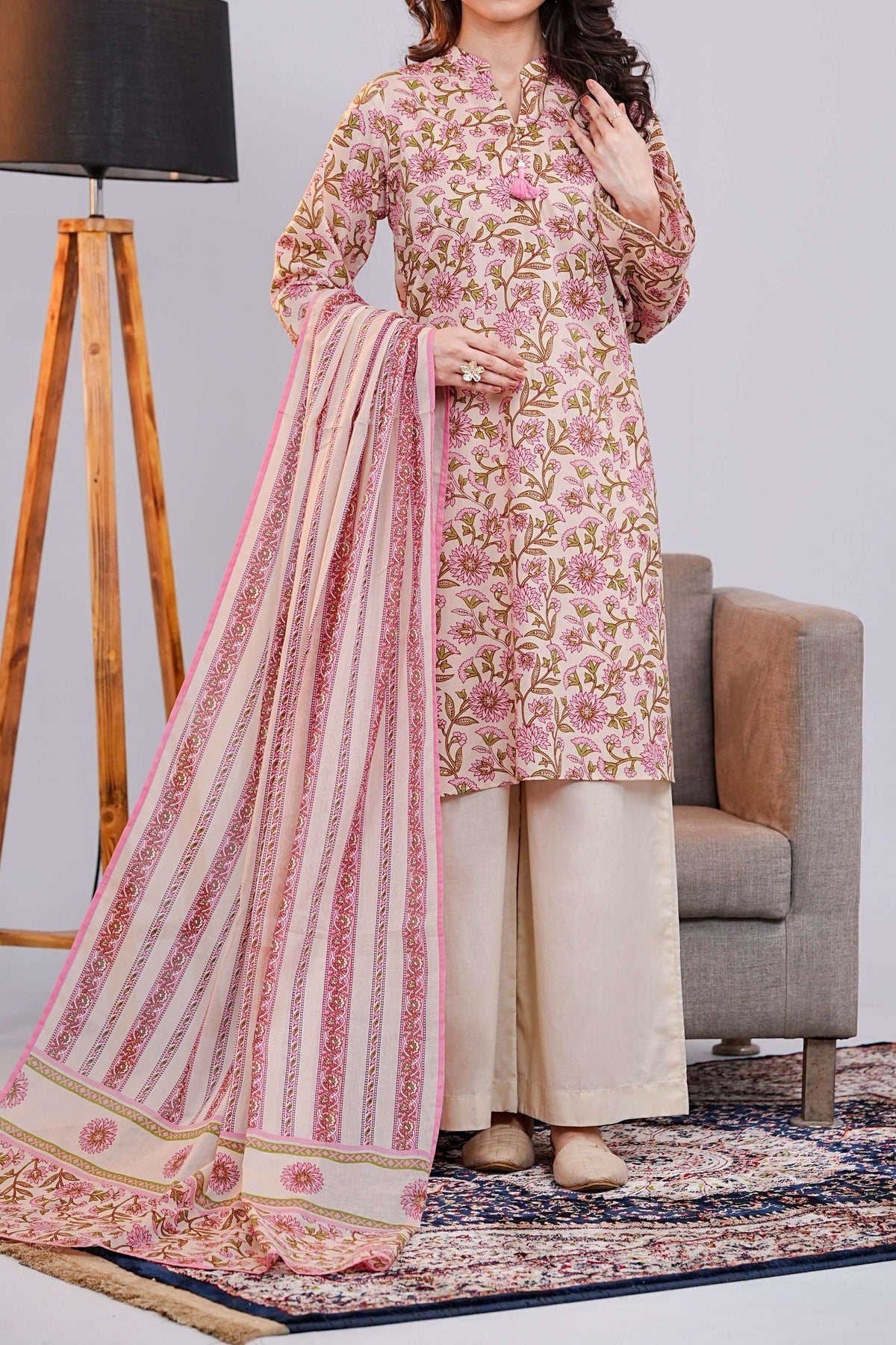 NUSLW3047 Printed Lawn Suit - Unstitched 3Pc