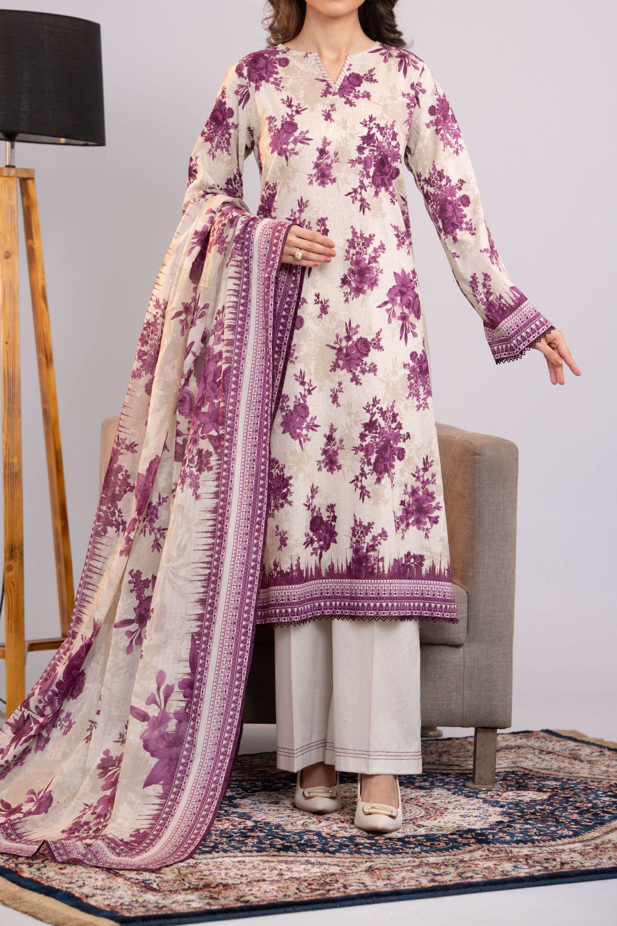 NUSLW3063 Printed Lawn Suit - Unstitched 3Pc