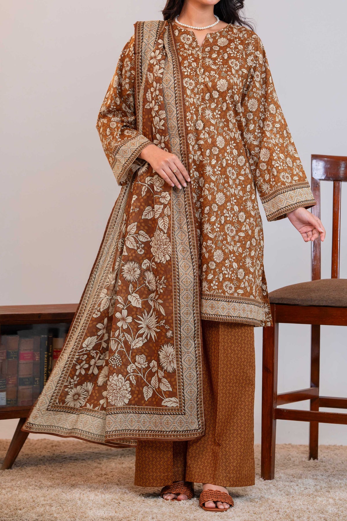 NUSLW3402 Printed Lawn Suit - Unstitched 3Pc