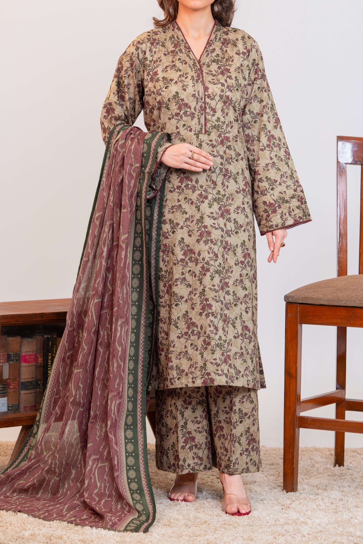 NUSLW3085 Printed Lawn Suit - Unstitched 3Pc