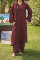 NPSSE3082 Schiffli Embroidered Lawn Suit - Stitched 3Pc