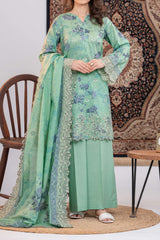 NPSLE3090 Printed Embroidered Lawn Suit - Stitched 3Pc
