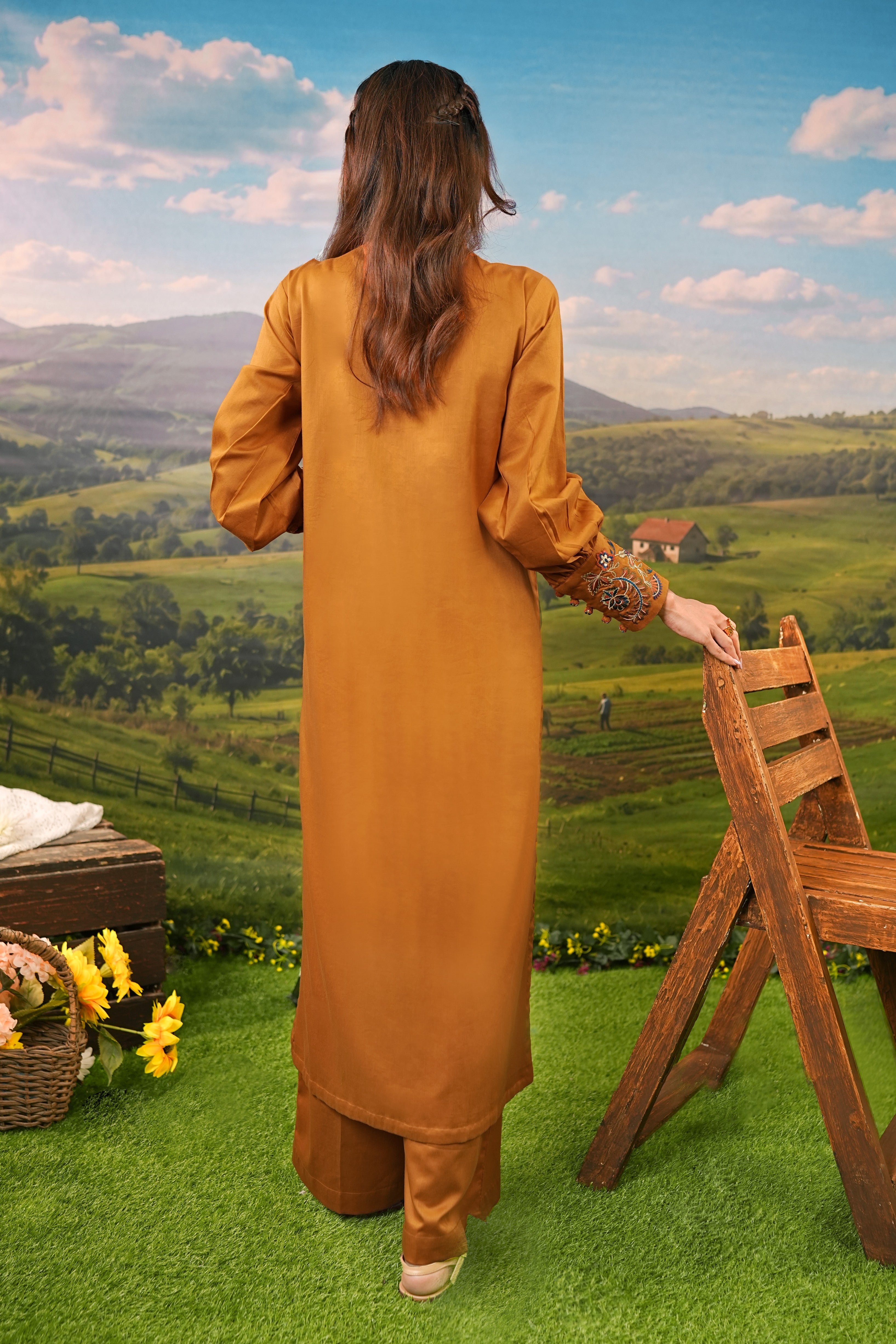 Cotton Satin Shirt with Plain Dyed Trouser – Elegant Outfit