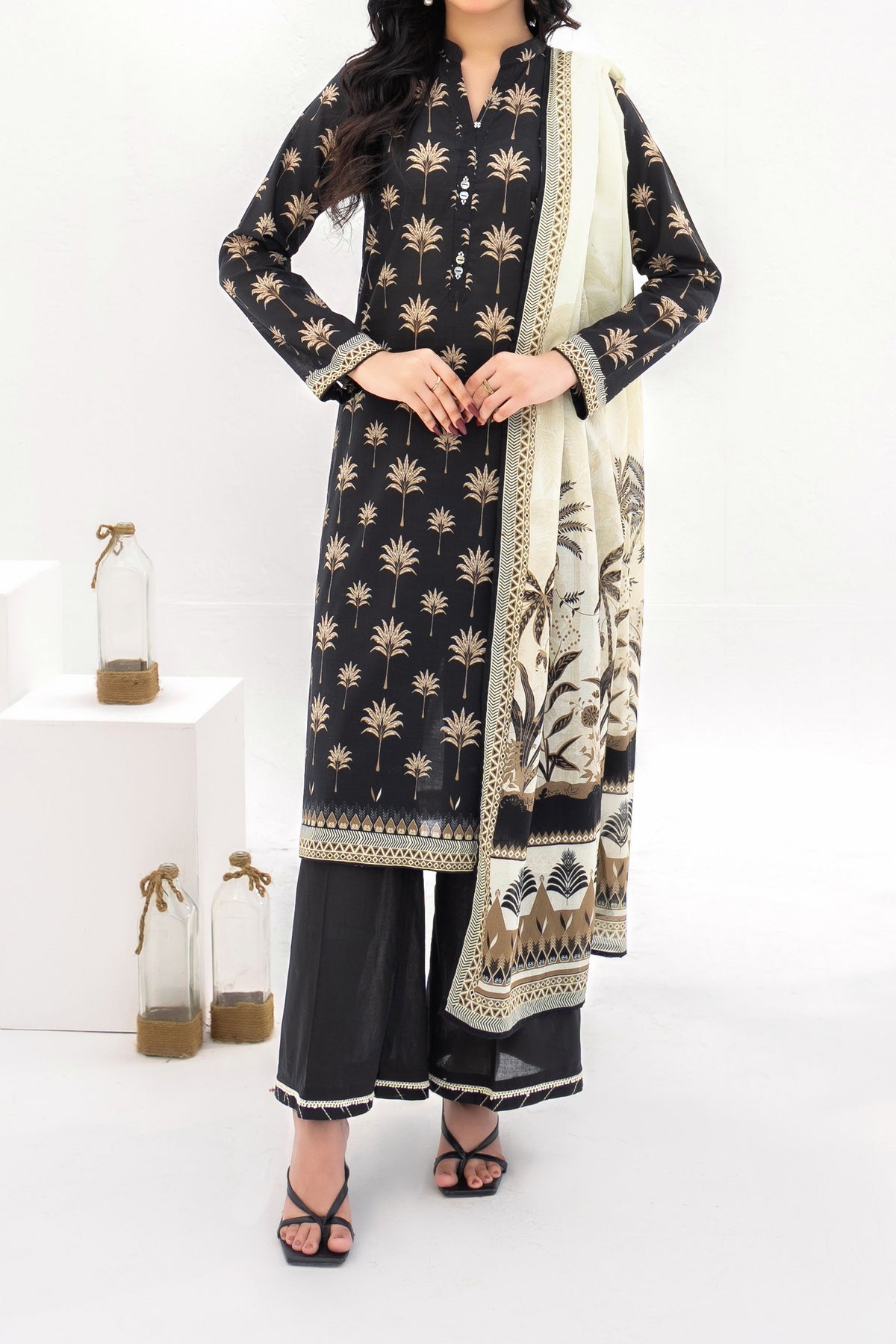 NUSLW3136 Printed Lawn Suit - Unstitched 3Pc