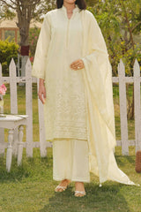 NPSSE3080 Schiffli Embroidered Lawn Suit - Stitched 3Pc