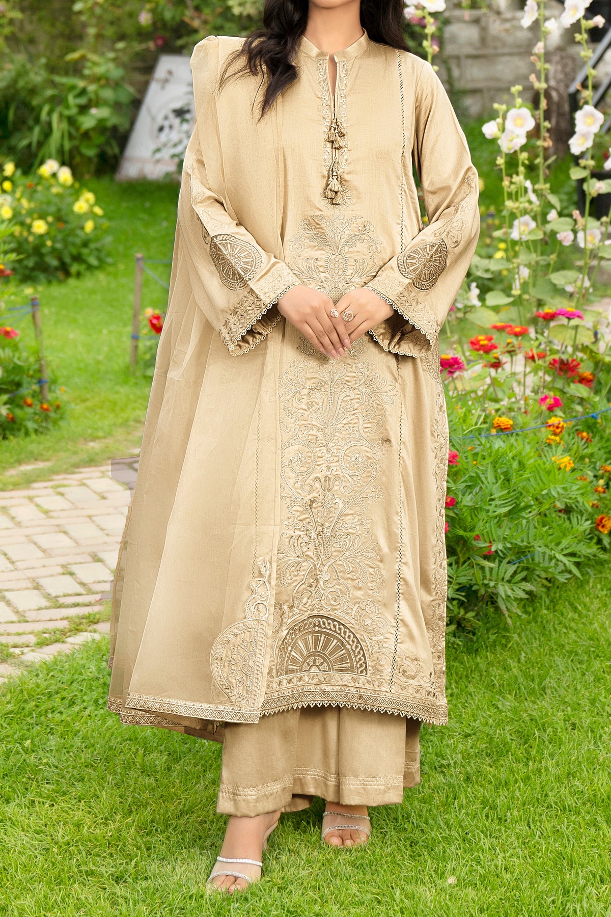 Stitched 3Pc - Cotton Satin - NPSCS3142