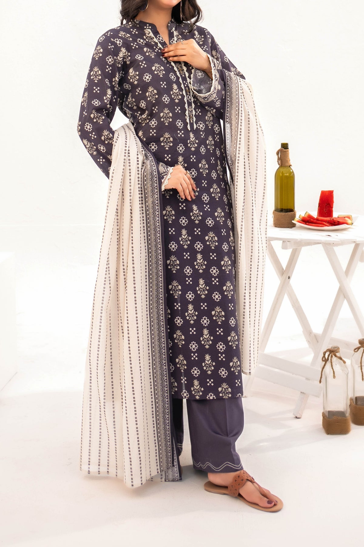 NUSLW3126 Printed Lawn Suit - Unstitched 3Pc