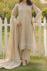 NPSSE3085 Schiffli Embroidered Lawn Suit - Stitched 3Pc