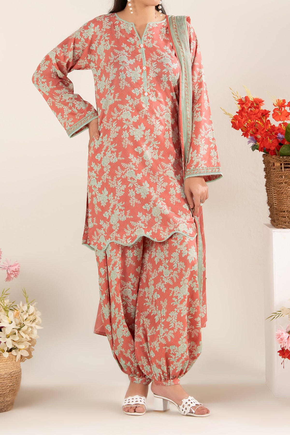 NUSLW3125 Printed Lawn Suit - Unstitched 3Pc