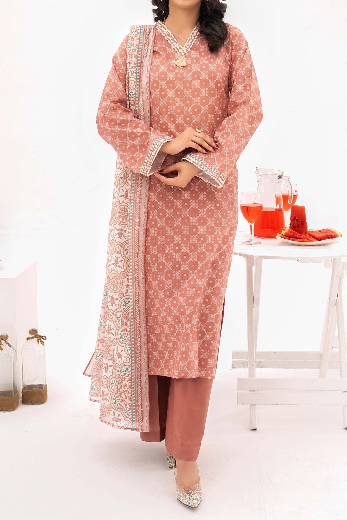 NUSLW3130 Printed Lawn Suit - Unstitched 3Pc